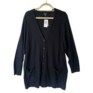 Torrid Slub knit cardigan 3X Black NWT V-neck Button Pockets Womens sweater NEW
